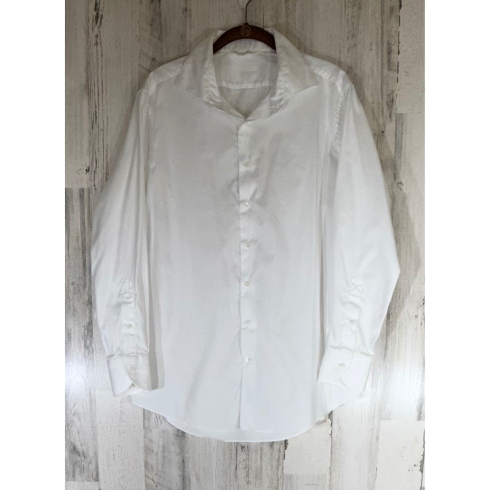 Suit Supply Dress Shirt 15.5 White Cotton Long Sleeve Slim Fit Business READ